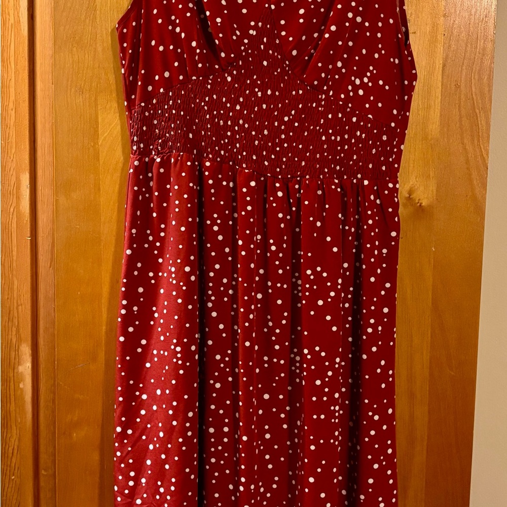 Red Sweetheart Neckline A-line Midi Dress